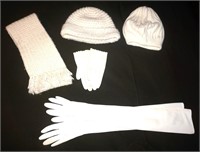 knitted hats & scarf,elbow  white gloves