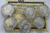 6CC Copy Morgan Silver Dollar Tribute Proof Coins-