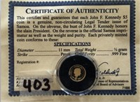 2017 Samoa John F Kennedy Half Dollar Gold Coin