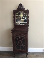 Display cabinet w/beveled mirror
