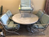 Patio set, 54" table & 5 chairs w/cushions