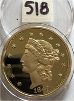 Copy 1849 Liberty Twenty Dollar Gold Coin