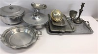 Aluminum ware- tray, candle holder, goblet,