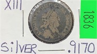 1643-A Silver 1/12 ECU France Louis XIII Rose
