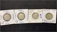 (4) Silver 1 Krona Sweden World / Foreign Coins