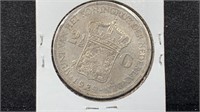 1929 Silver 2-1/2 Gulden Netherlands World /