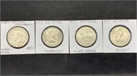 (4) Great Britain CuNi Coins: 1951 1 Crown, & (3)