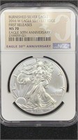 2016-W NGC MS70 Burnished Silver Eagle 1oz, First