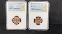 (2) 2019-W NGC MS68 RD UNC Lincoln Cents Red