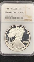 1988-S NGC PR69 Ultra Cameo Proof Silver Eagle
