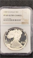 1989-S NGC PR69 Ultra Cameo Proof Silver Eagle
