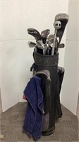 Golf club bag with (14) clubs, golf balls, etc