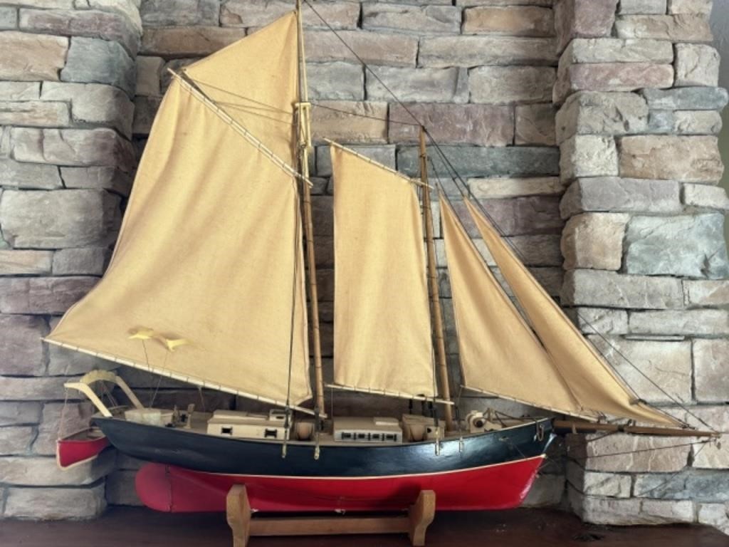 Large Wooden Ship Model 47w x 43t