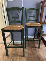 2 Green Counter Height Stools