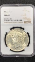 1923 NGC MS62 Silver Peace Dollar