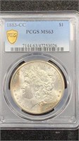 1883-CC PCGS MS63 Silver Morgan Dollar