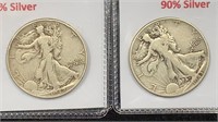 1942 & 1943 Silver Walking Liberty (2) Half