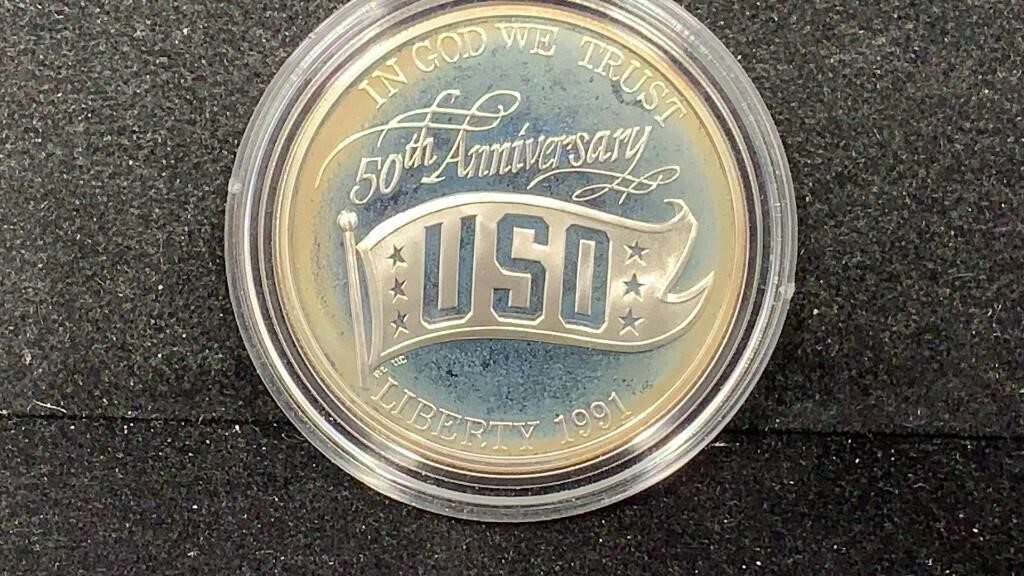 1991 Silver Proof USO 50th Anniversary