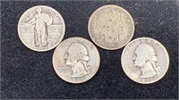 (4) Silver Quarters: 1893 Barber, 1928 S.L., (2)
