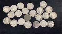 (22) 3 Types Nickels: Liberty V, Buffalo (2-3