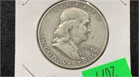 1950-D Silver Franklin Half Dollar