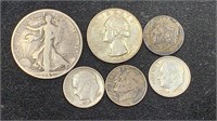 (6) US Silver Coins, $1.15 FV