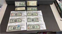 (8) UNC Currency: (7) 1976 $2 Federal Reserve