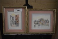 Pair of small frame, Charleston, watercolor scene
