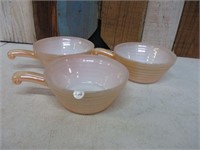 3 Fire King Lusterware Soup Mugs with Handles