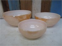 3 Pc Set of Fire King Lusterware Mixing Bowls