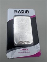 1 Oz. 999 Fine Silver Nadir Bar