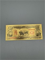 $10 Buffalo Note 24K Gold Foil Plated