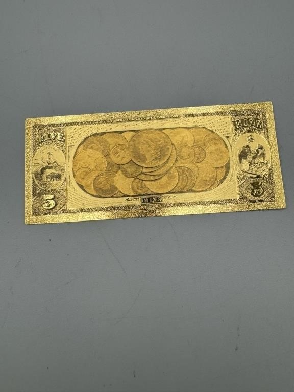 $5 1741 Gold Bank Note 24K Gold Foil Plated