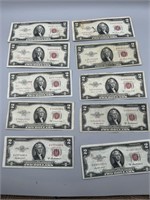 10 1953 Red Seal $2 Bills