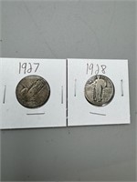 1927,28 Standing Liberty Silver Quarters