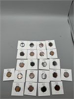 22 Various Date 1 Cent Mexican Coins