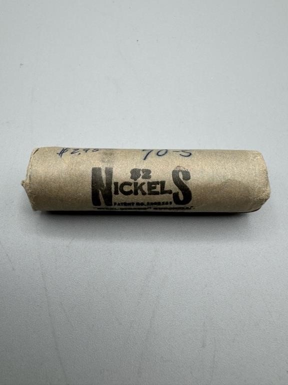 Vintage UNC $2 Roll 1970's Nickels Roll