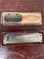 Antique Marine Band Harmonica w/ Box