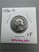 1936-D Washington Silver Quarter