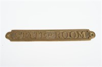 STATE-ROOM BRASS PLAQUE SIGN