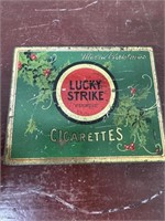 Antique Lucky Strike Flat Fifties Christmas Tin