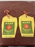 Two Vintage Harp Plug Tobacco Bags