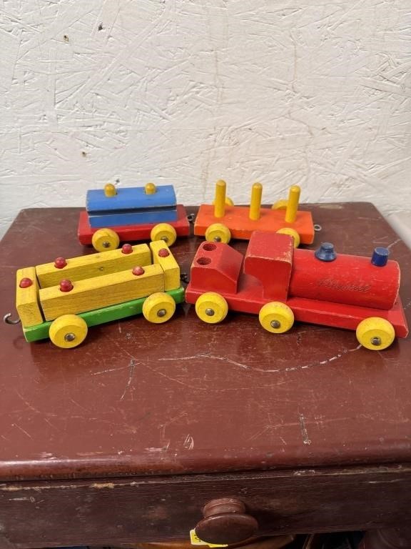 Vintage 1960's Playskool Wood Pull-Along Train