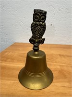 Vintage 5.5" Brass Owl Handled Table Bell