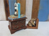 Lot with Jewelry Box , Light House + More