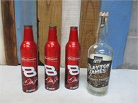 3 Dale Jr. Bottles & a Tn South Whisky Bottle