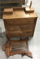 Antique Wooden dresser w/ mirror 18x39x36