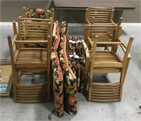 8 wooden chairs w/ 11 single seat reversible