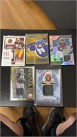 Lot of 5 Football Game Used Cards