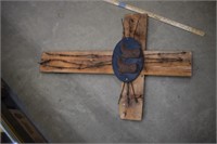 Large Wooden Cross w/ Barb Wire